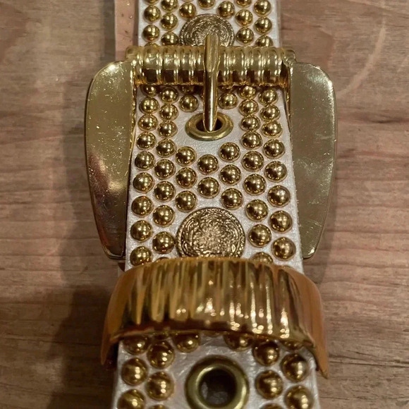 Vintage Sand Castle USA Leather Gold coin/Western/Nautical/Old Money/Y2k belt - Picture 4 of 9